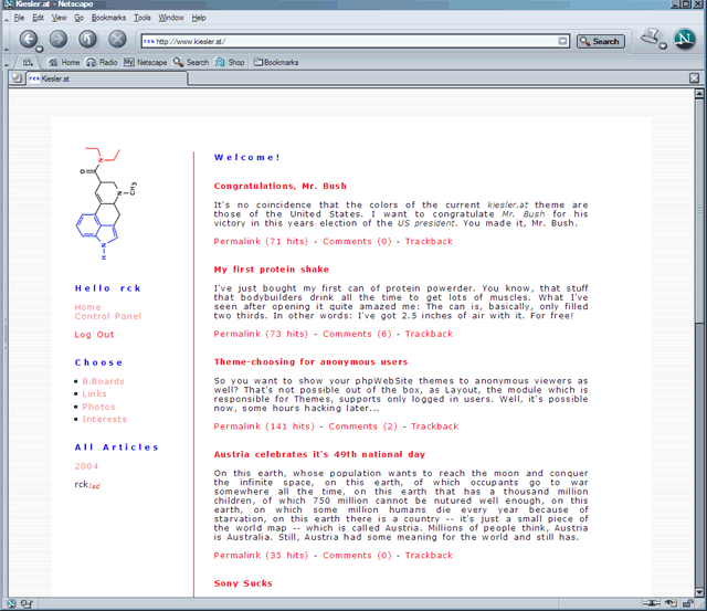 Netscape 7.1 frontpage