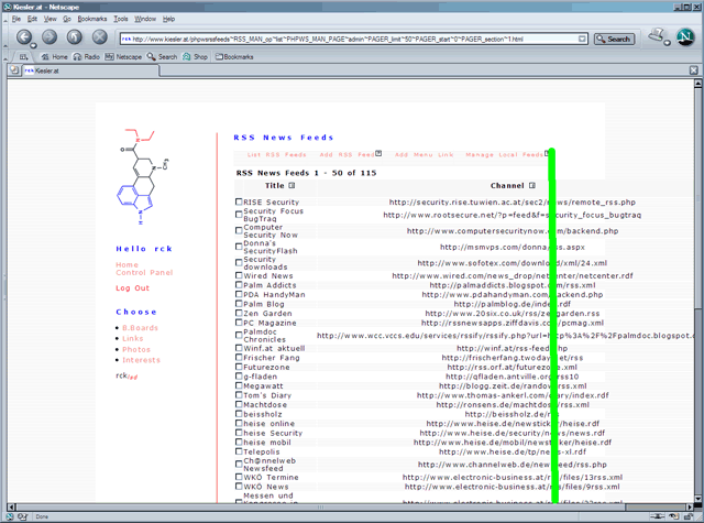 Netscape 7.1 rsslist breakup